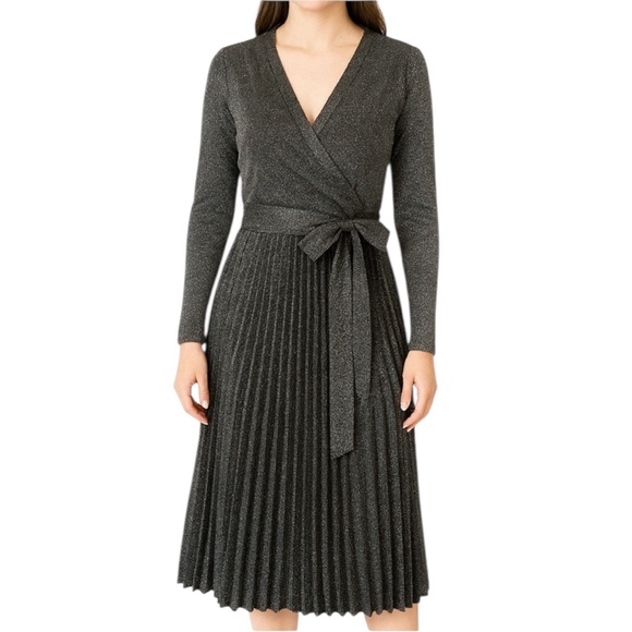 Dresses & Skirts - Metallic Stretch Wrap Dress The Ceri
